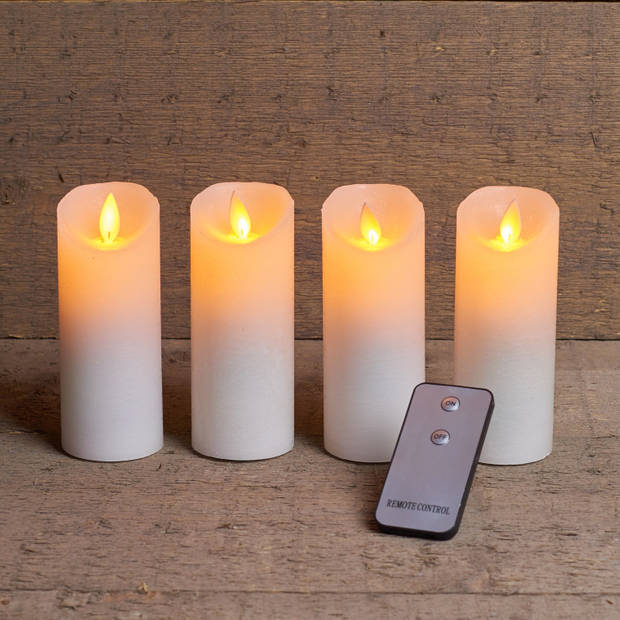 4x Witte LED kaarsen met afstandsbediening kaarsensets - Woondecoratie - LED kaarsen - Elektrische kaarsen