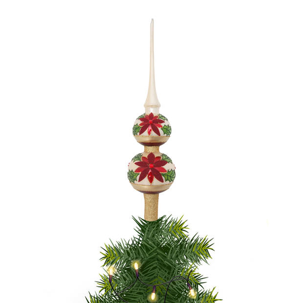 Luxe kerstpieken met kerstster opdruk 30 cm - kerstboompieken