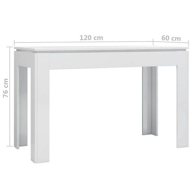 The Living Store Eettafel Spaanplaat - 120x60x76 cm - Hoogglans wit