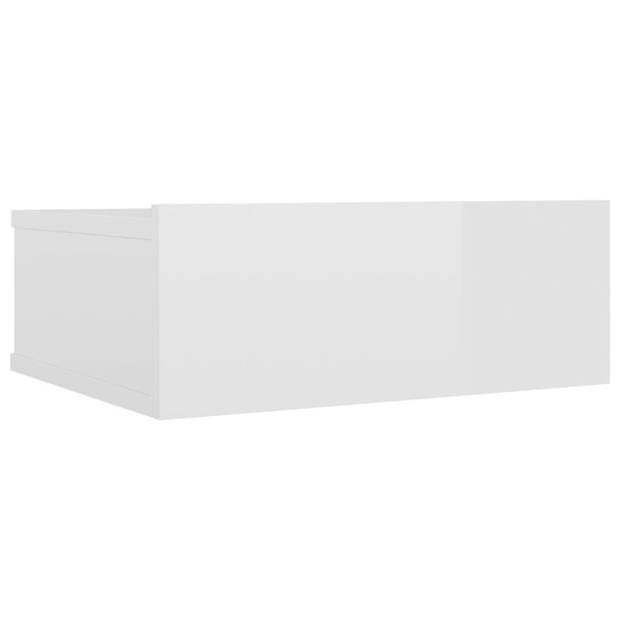 vidaXL Nachtkastje zwevend 40x30x15 cm spaanplaat hoogglans wit
