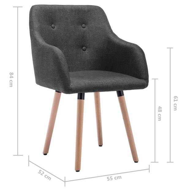 vidaXL Eetkamerstoelen 2 st stof donkergrijs