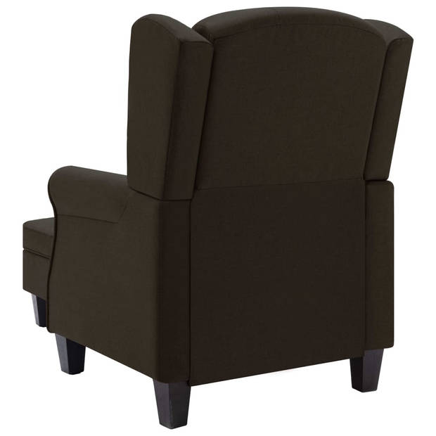 The Living Store Lounge fauteuil - Armstoel + Voetenbank - Donkerbruin stof - 68x78x94cm - Stabiel houten frame