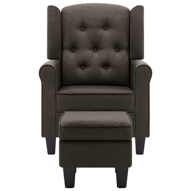 vidaXL Fauteuil met voetenbankje stof taupe