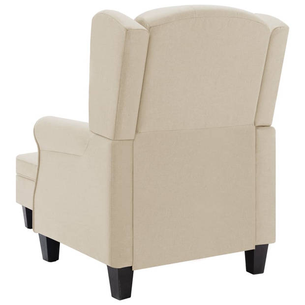 The Living Store Fauteuil met voetenbankje stof crèmekleurig - Fauteuil