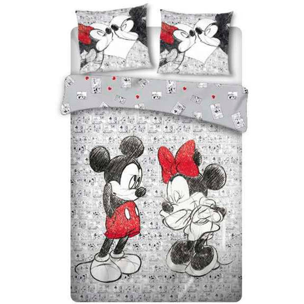 Disney dekbedovertrek Mickey & Minnie 240 x 220 cm grijs