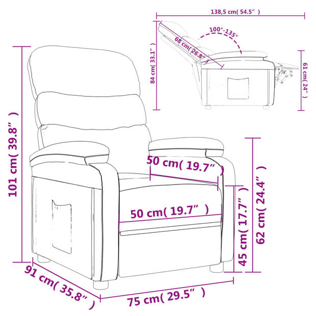 vidaXL Fauteuil verstelbaar stof bruin