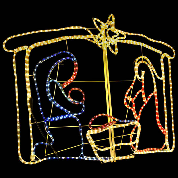 The Living Store Kerststalversiering - PVC en staal - 116 x 41 x 87 cm - 240 LED - Meerkleurig