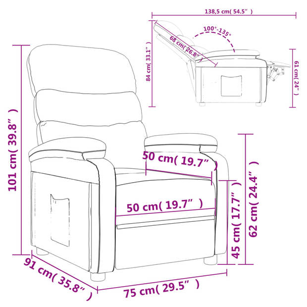 vidaXL Fauteuil verstelbaar stof taupe