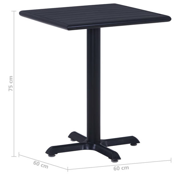 vidaXL Tuintafel 60x60x75 cm zwart