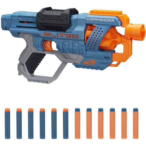 NERF speelpistool Elite 2.0 Commander RD 6 36,4 cm blauw/oranje