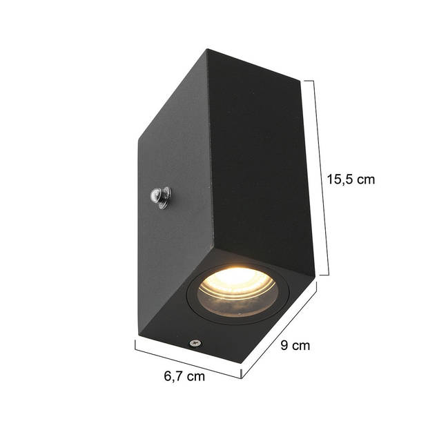 Steinhauer Buitenlamp Logan vierkant incl. LED dag nacht sensor zwart