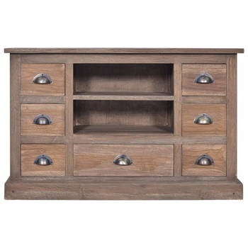 The Living Store Dressoir - Koloniale Stijl - Teakhout - 90x30x58cm - Met 7 lades en 2 vakken