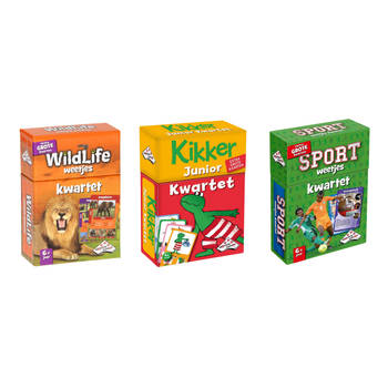 Spellenbundel - Kwartet - 3 stuks - Wildlife Kwartet & Kikker Junior Kwartet & Sport Weetjes Kwartet