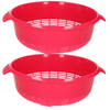 PlasticForte set van 2x stuks kunststof keuken vergiet van 27 x 10 cm roze - Vergieten