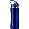 Drinkfles/waterfles Sportbidon - metallic blauw - RVS - Drinkflessen