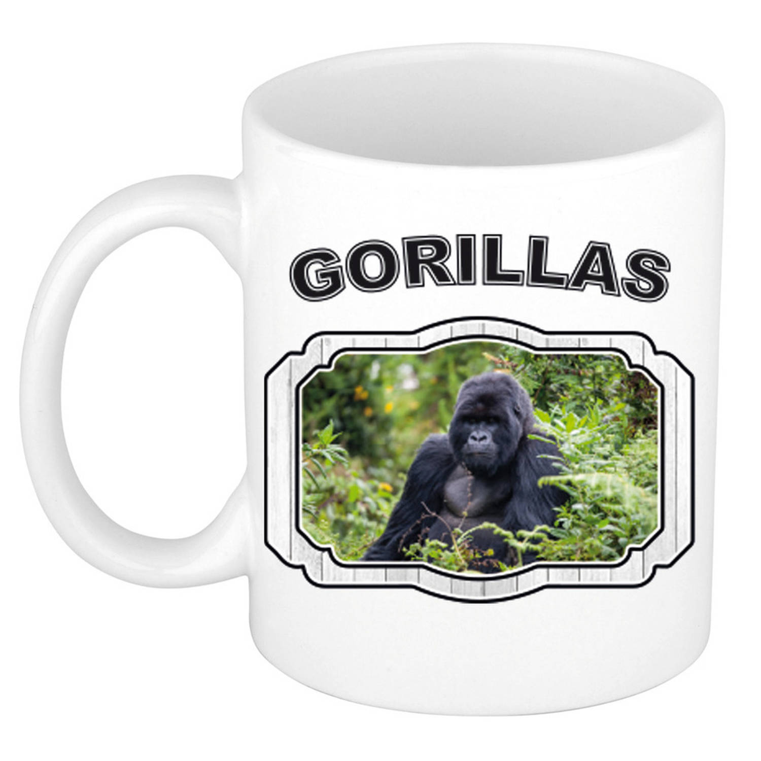 Dieren Gorilla Beker - Gorillas/ Gorilla Apen Mok Wit 300 Ml - Feest Mokken