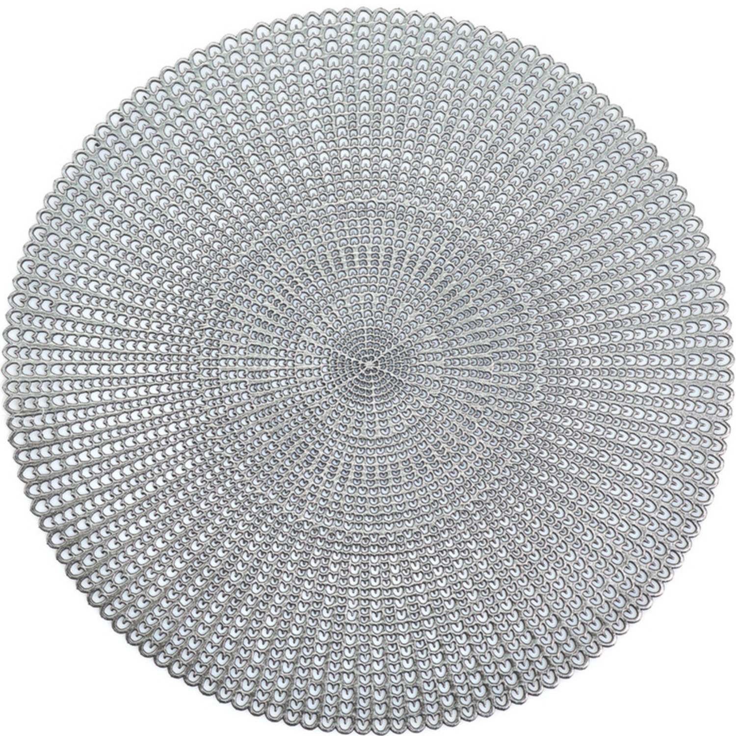 1x Ronde placemats zilver geponste gaatjes 41 cm - Tafeldecoratie - Borden onderleggers van kunststof