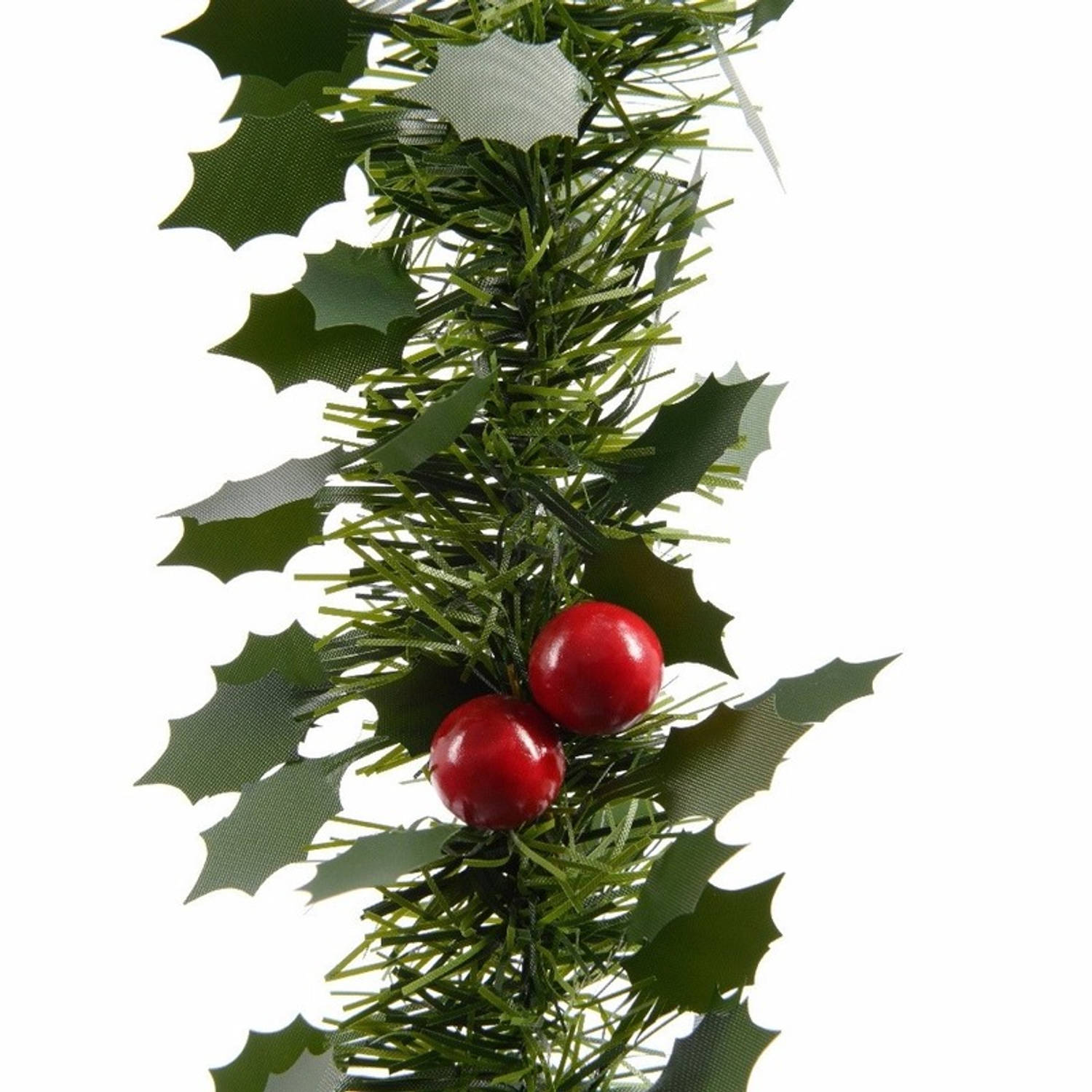 1x Kerstslinger guirlandes groen hulst 270 cm - Kerstversiering en decoraties - Dennenslingers