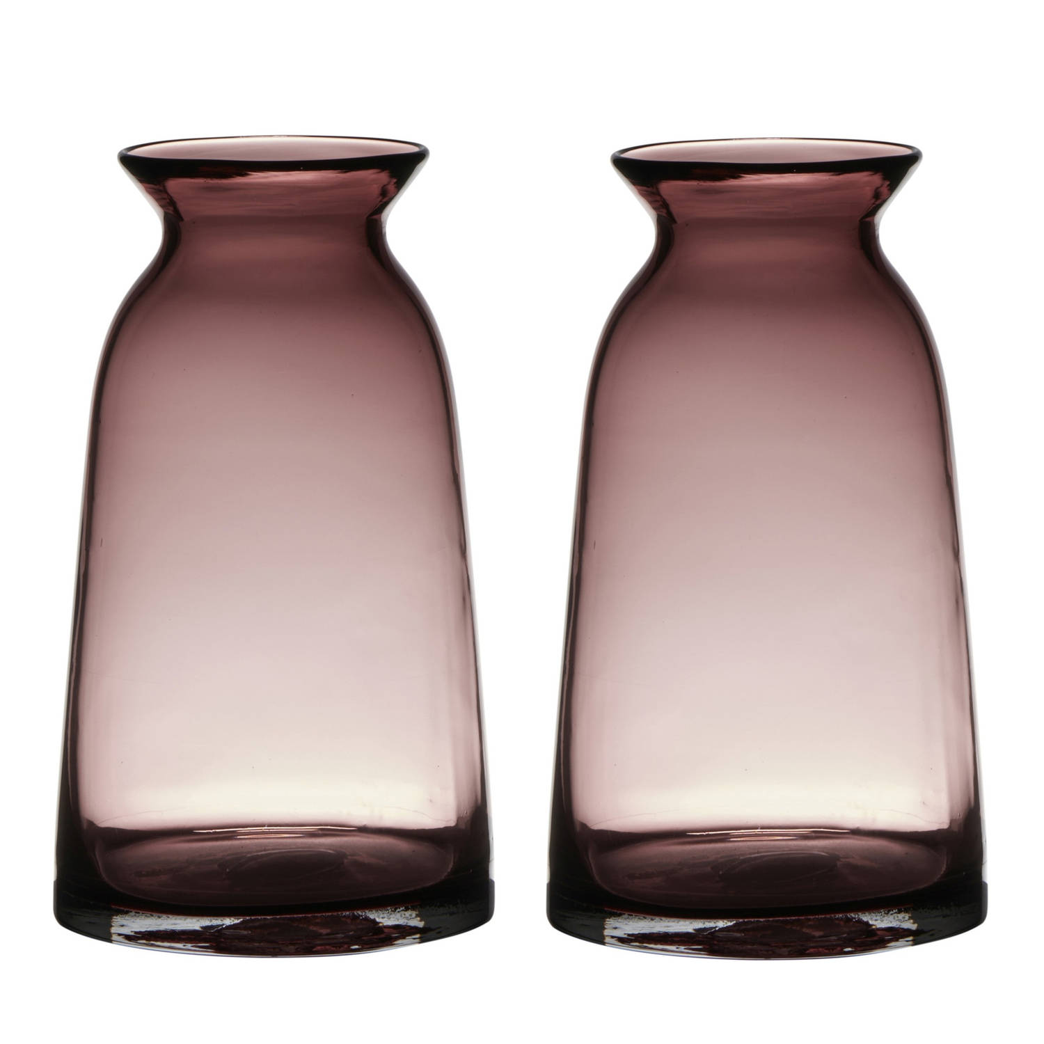 Vorming Fabel Niet meer geldig Transparante home-basics paars/roze glazen vaas/vazen 23.5 x 12.5 cm - Vazen  | Blokker
