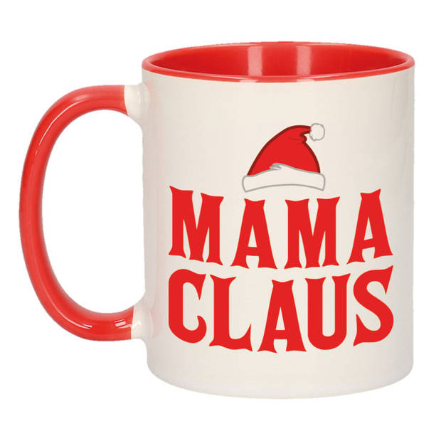 Set van 2x stuks mama Claus cadeau mokken/bekers moeder rood Kerstmis 300 ml - Bekers
