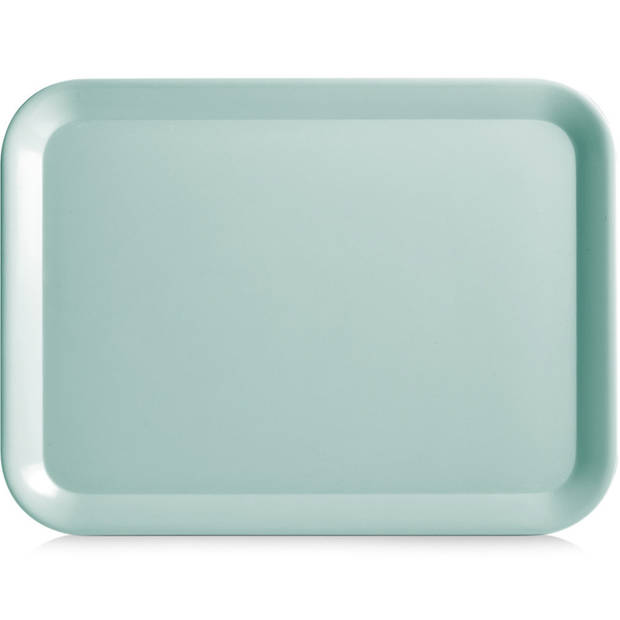 Dienblad - set 2x - aqua blauw - kunststof - 24 x 18 cm en 44 x 32 cm - Dienbladen