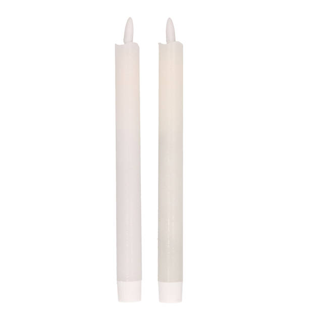 2x Kerstdiner/diner kaarsen wit LED 25,5 cm - LED kaarsen
