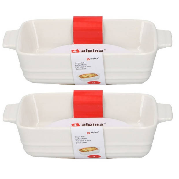 2x Ovenschalen rechthoekig keramiek 25 cm - Ovenschalen