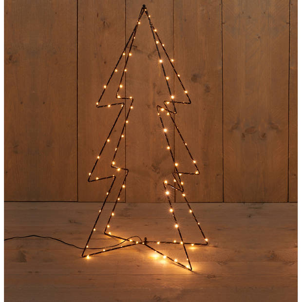 LED kerstbomen - 2x stuks - 3D - 72 en 91 cm - kerstverlichting - kerstverlichting figuur