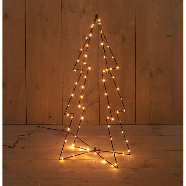 Kerstverlichting 3D kerstbomen met 60 lampjes classic warm 72 cm - kerstverlichting figuur