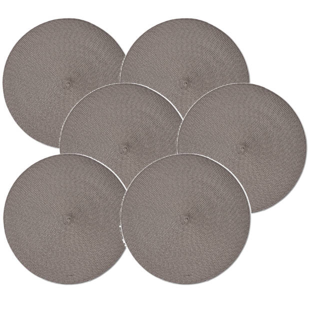 6x Ronde onderleggers/placemats voor borden mokka bruin 38 cm - Placemats