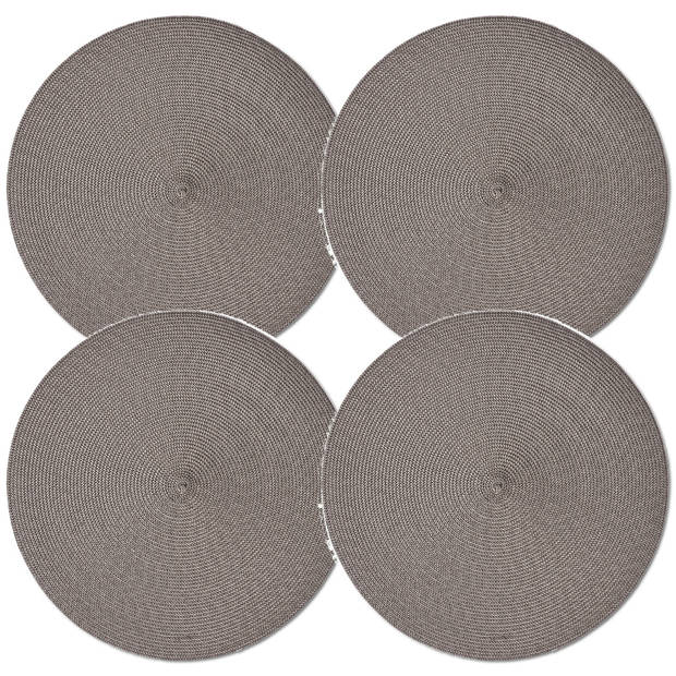 4x Ronde onderleggers/placemats voor borden mokka bruin 38 cm - Placemats