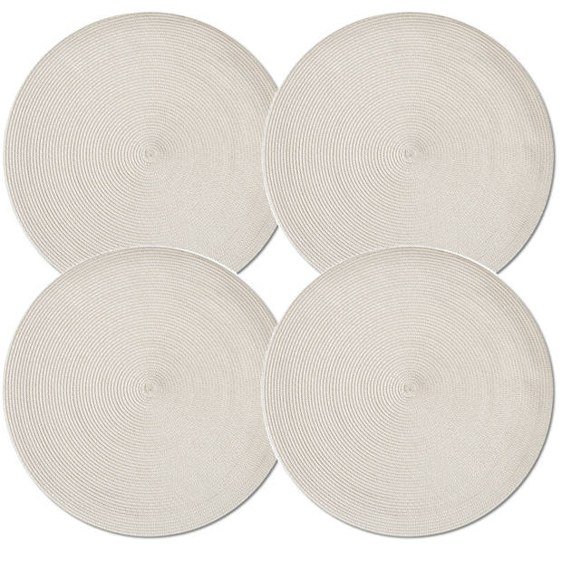 4x Ronde onderleggers/placemats voor borden creme 38 cm - Placemats