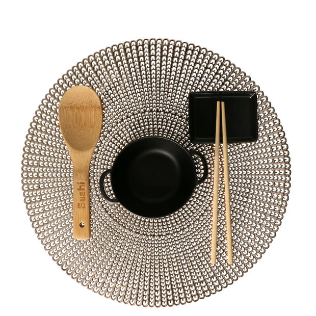 6x Ronde onderleggers/placemats voor borden goud 41 cm - Placemats