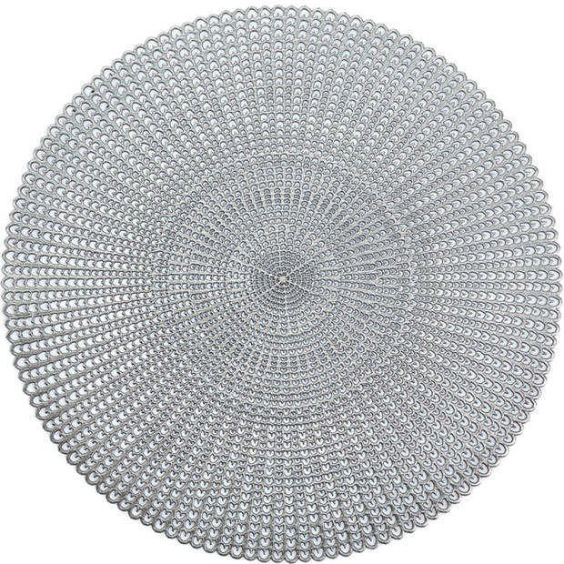 6x Ronde onderleggers/placemats voor borden zilver 41 cm - Placemats