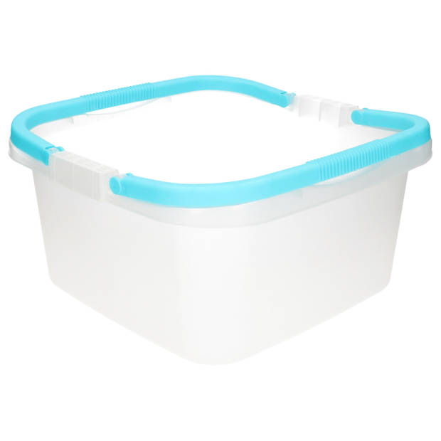 Set van 2x stuks handige transparante teilen / afwasteilen met handvat licht blauw 13 liter - Afwasbak