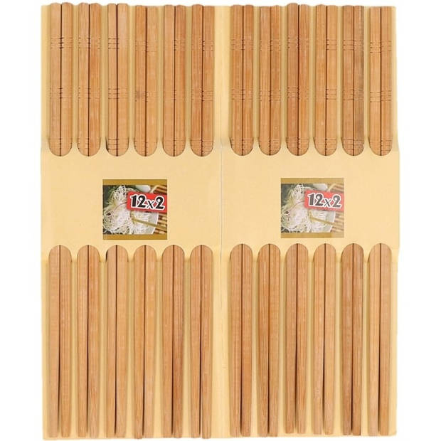 12x stuks luxe Sushi eetstokjes donker bamboe hout - Eetstokjes