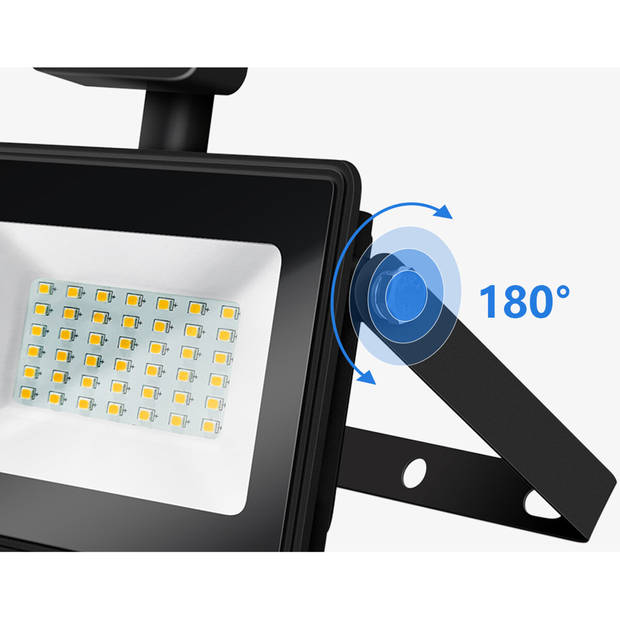 LED Bouwlamp 10 Watt met Sensor - LED Schijnwerper - Aigi Sunny - Helder/Koud Wit 6400K - Waterdicht IP65 - Mat Zwart -