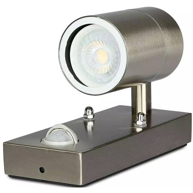 LED Tuinverlichting - Buitenlamp - Viron Xinom - Wand - GU10 Fitting - 1-lichts - Rond - Mat Grijs - RVS