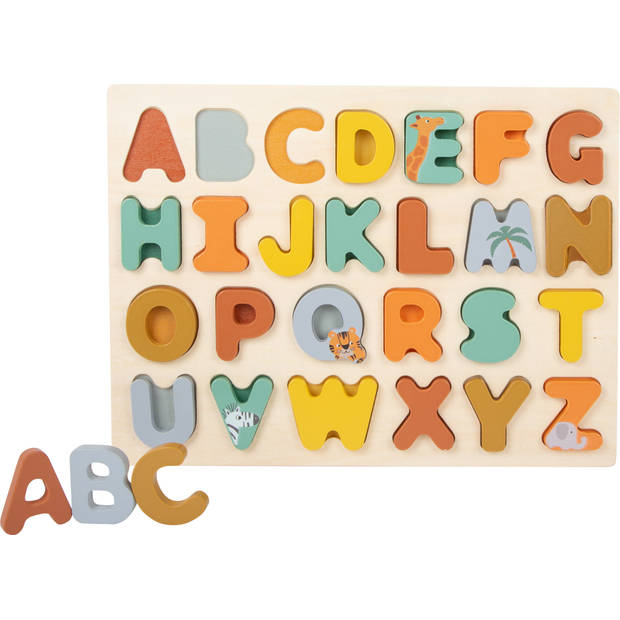 Small Foot vormenpuzzel alfabet Safari 22 x 29 cm hout 26-delig