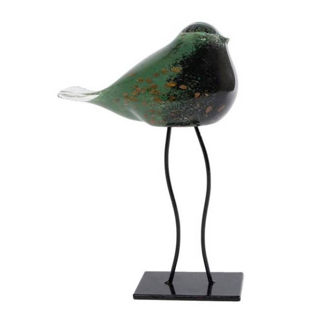 Gifts Amsterdam beeld Vogel Op Poten glas 15 x 7,5 cm glas groen