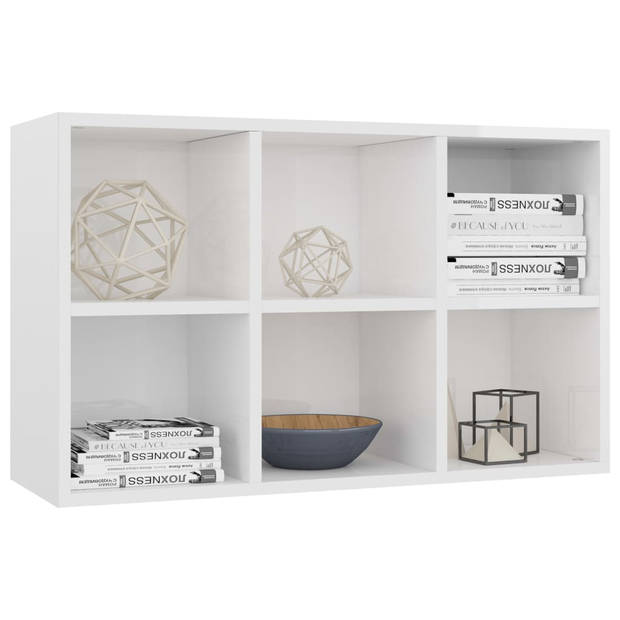 The Living Store Boekenkast - 66 x 30 x 97.8 cm - Hoogglans wit - 6 vakken