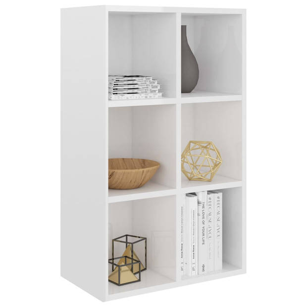 The Living Store Boekenkast - 66 x 30 x 97.8 cm - Hoogglans wit - 6 vakken