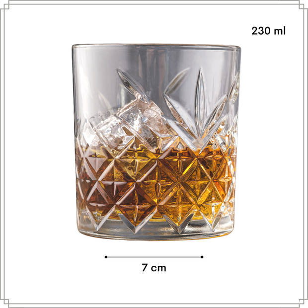 OTIX Whiskey Glazen - Set van 4 - Kristal - Stijlvol - 230 ml - Dik glas - Stevig - Sierlijk - Transparant