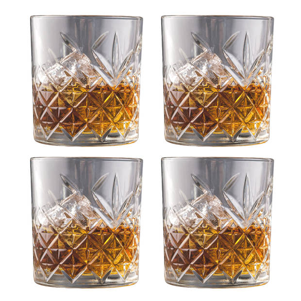 OTIX Whiskey Glazen - Set van 4 - Kristal - Stijlvol - 230 ml - Dik glas - Stevig - Sierlijk - Transparant