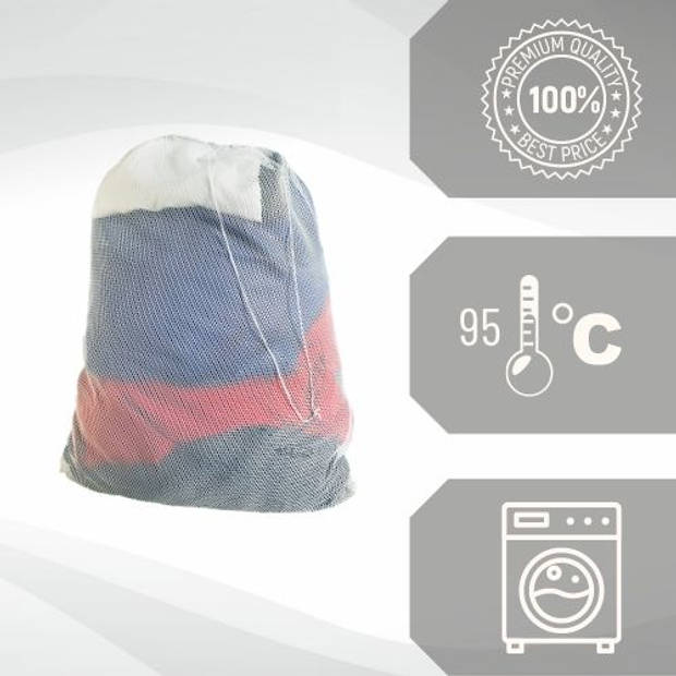 Nordix Waszak Groot XL - 60 x 90 CM - Wit - Treksysteem - Trekbandsluiting - Polyester - Wasnet - Laundry bag
