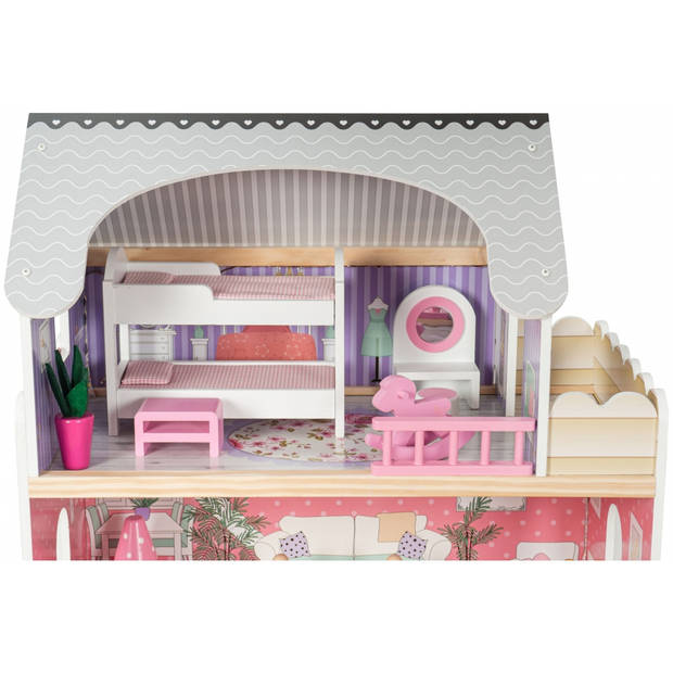 Houten Poppenhuis – Mamabrum – met Meubels en accessoires – Droomhuis