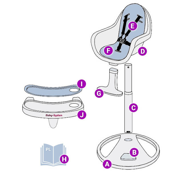 Moby System - Kinderstoel - FLORA - Hoge draaibare kinderstoel - Beige