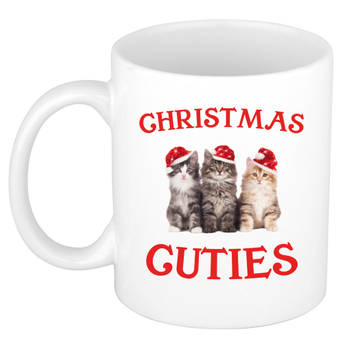 Kerstcadeau kerst mok/beker Christmas cuties met kittens / katten Kerstmis 300 ml - Bekers