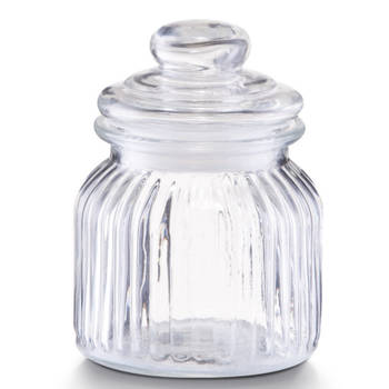 Zeller Voorraadpot - glas - 600ml - relief - 11x14,5 cm - rond - bewaarpot - Voorraadpot