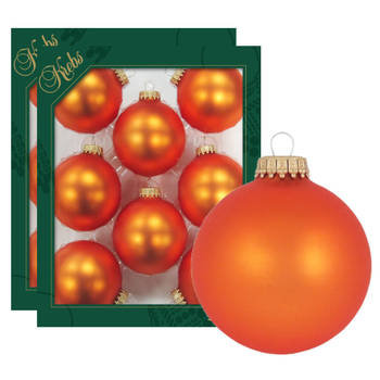 16x Oranje matte kerstboomversiering kerstballen van glas 7 cm - Kerstbal